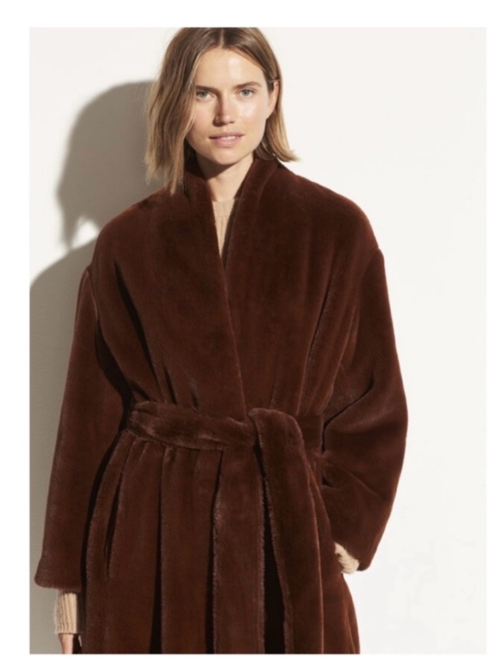 Vince Plush Faux Fur Teddy Coat Large